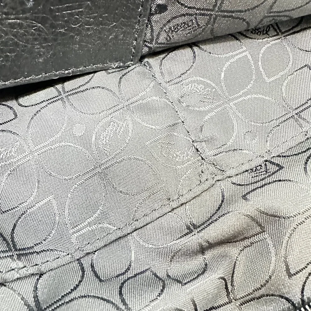 Vintage Fossil Black Pebbled Leather Handbag Satchel Purse - Picture 5 of 15